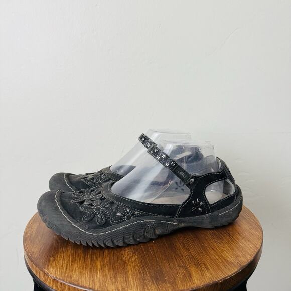 JBU Jambu Black Leather Wildflower Mary Jane Shoes Women’s Size 8.5 - Picture 1 of 10